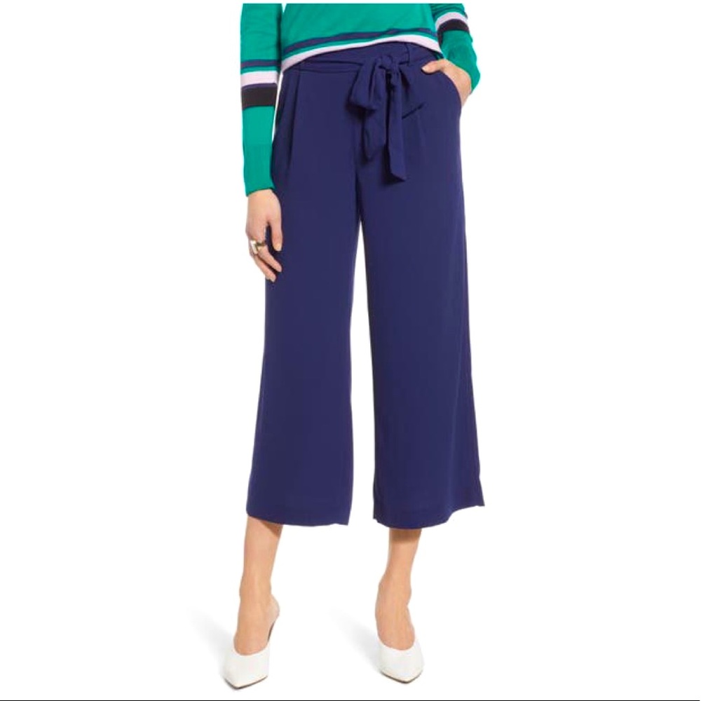 Halogen Wide Leg Crop Pants In Navy Peacoat